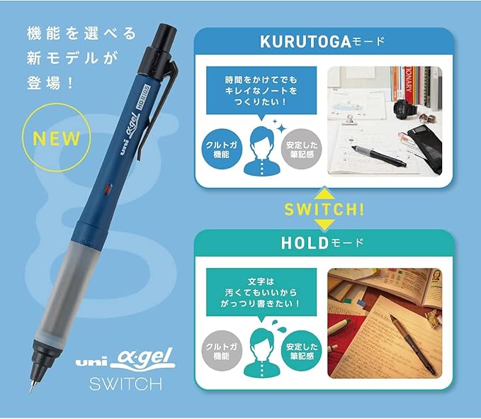 Mitsubishi Pencil Uni Alpha Gel Switch M31009GG1P.23 Mechanical Pencil 0.01 inches (0.3 mm) Gray Bulk Purchase Set of 3
