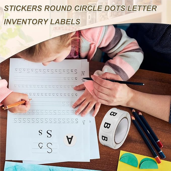 Inventory Labels 5-Roll 5000-Piece Letter Stickers 0.5 Semi-Gloss Round Dots for Professional Organization(Letter L)