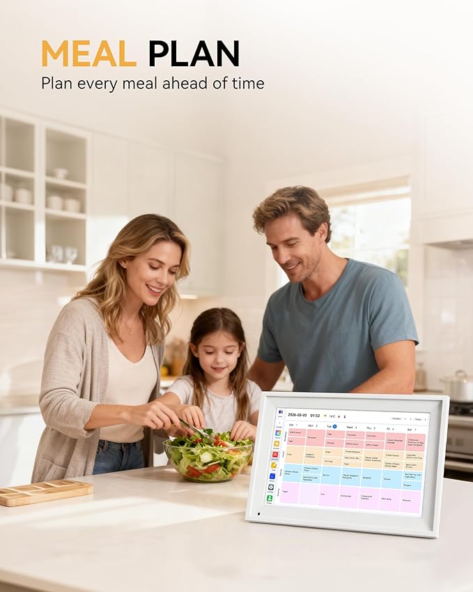 Yofidra 10 Digital Calendar Smart Electronic Calendar with Chore Photo Meal Reward to-do Chart for Family Schedule WiFi Interactive Touchscreen Display with Stand