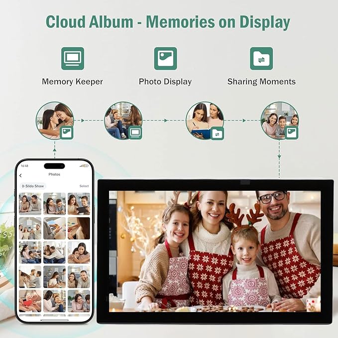21.5 Inch Digital Calendar Electronic Chore Chart 1080P WIFI Interactive Touchscreen Smart Family Planner APP Control Digital Picture Frame Wall Mount/Desktop (Black)