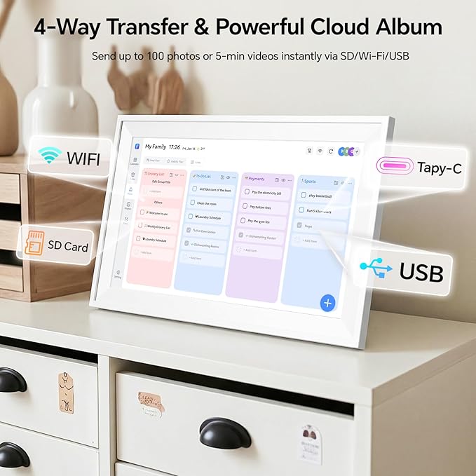 Digital Calendar 15.6-Inch Smart Calendar For Wall With WiFi Chore Chart/Meal Planner AI Repair &amp Voice Control Wall Planner Touchscreen Display for Family Schedules No subscription fees