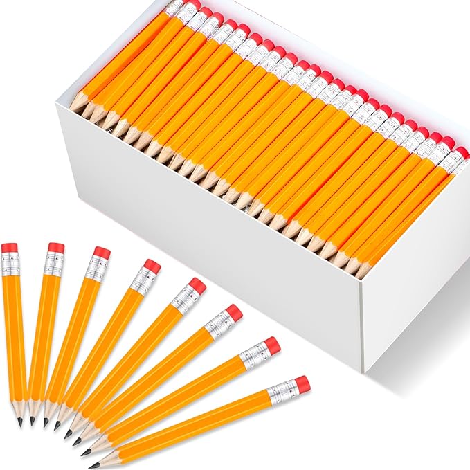 Chivao 600 Pieces Golf Mini Pencils Bulk with Eraser Shoebox Size #2 HB Golf Short Pre Sharpened Pencils for Operation Christmas School Donation Party Favors Office Supplies 4 Inch(Yellow)