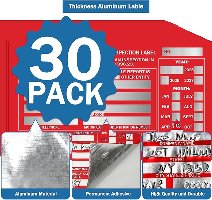 PUNCHMAN 30 Pack Red Aluminum Self-Adhesive Labels - Permanent Organizational Tags for Office Inventory Asset Management | 6 X 3.5 Durable Adhesive Labels