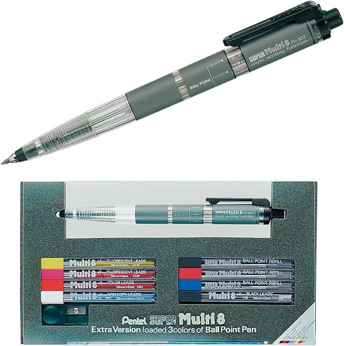Pentel Super Multi 8 Automatic Mechanical Pencil Set (PH803ST)