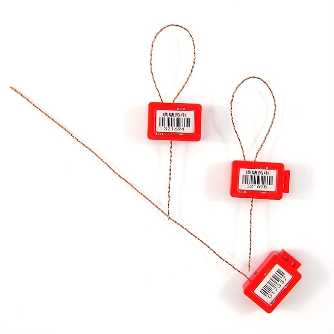 Cable labels 100 Pieces Plastic Security Seal Numbered Water Meter Secure Anti-Tamper Tag Gas Self-Locking Ties wit Copper Wire(Red)