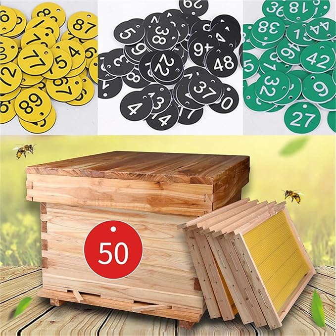 Round Plastic Engraved Number Discs Key Tags Beehive Multicolor 3.5cm Diameter Pack of 100 1 to Sequential