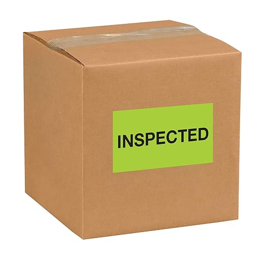 Discount Tag &amp Label 'Inspected' Labels/Stickers 3' x 5' Fluorescent Green 500 Labels Per Roll (1 Roll)