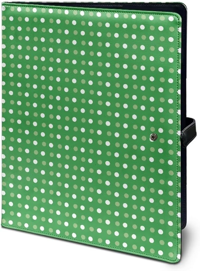 Mumeson Green Dots Portable PU Office Folder File Organizer with Pocket Document Supplies for Home School Office Expanding File Folder