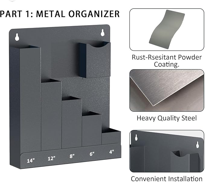 Pack of 1 Wall Mount Planner Vertical Storage for Pack Attachments Denial Building Required Permanent Metal Co