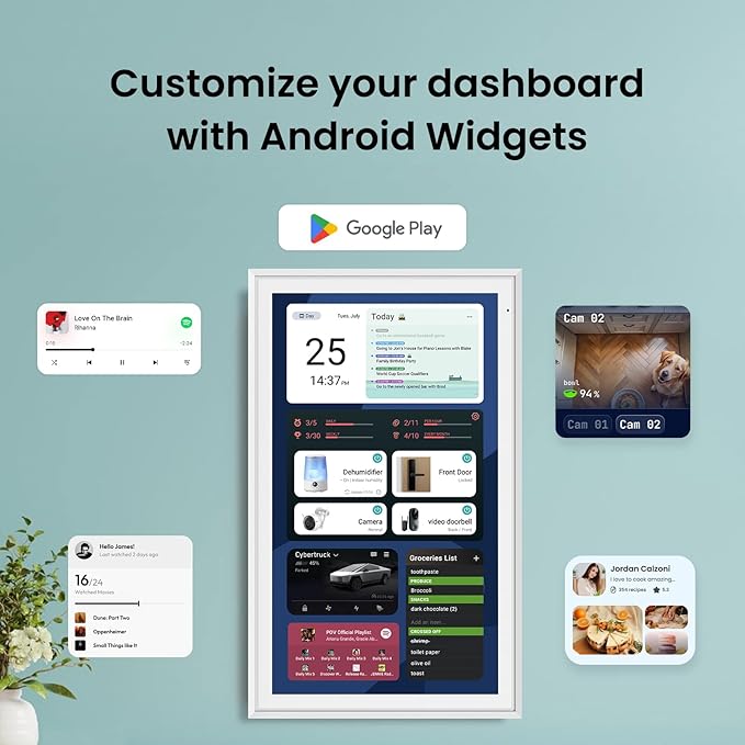 ApoloSign 27 Digital Calendar: Dual Mode Calendar with Google Play &amp Multi-calendar Sync Electronic Planner &amp Chore Chart Smart Touchscreen Interactive Display for Family Schedules (White