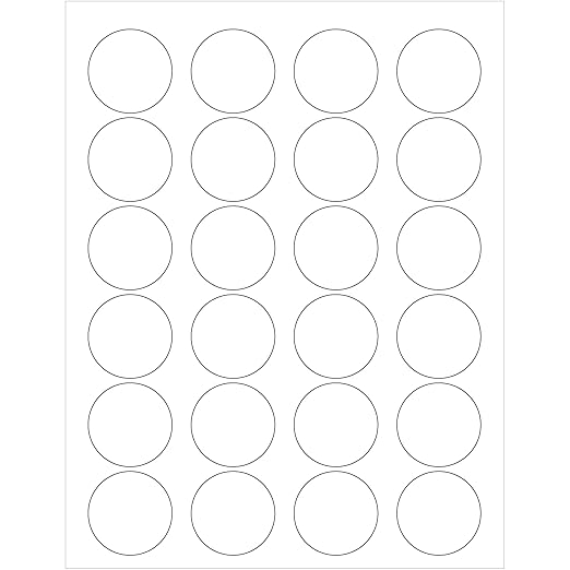 Tape Logic Aviditi Tape Logic 1 5/8 Glossy White Circle Labels for Laser Printers Permanent Adhesive 8 1/2 x 11 Sheet 24 Labels Per Sheet 100 Sheets