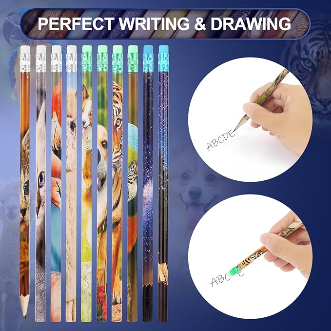 Kolewo4ever 200 Pieces Animal Pencils Galaxy Sky Pencils Alpaca Tiger Flamingo Natural Animal Pencils for Teachers Classrooms Reward Party Supplie SchoolLearning Activities (200)