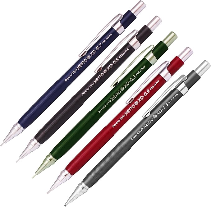 Xeno Beyond Style-Xd Mechanical Pencil for Drafting Sharp Pencils 0.3 mm /0.5 mm /0.7 mm /0.9 mm/ 1.3 mm (Pack of 5 Pencils)