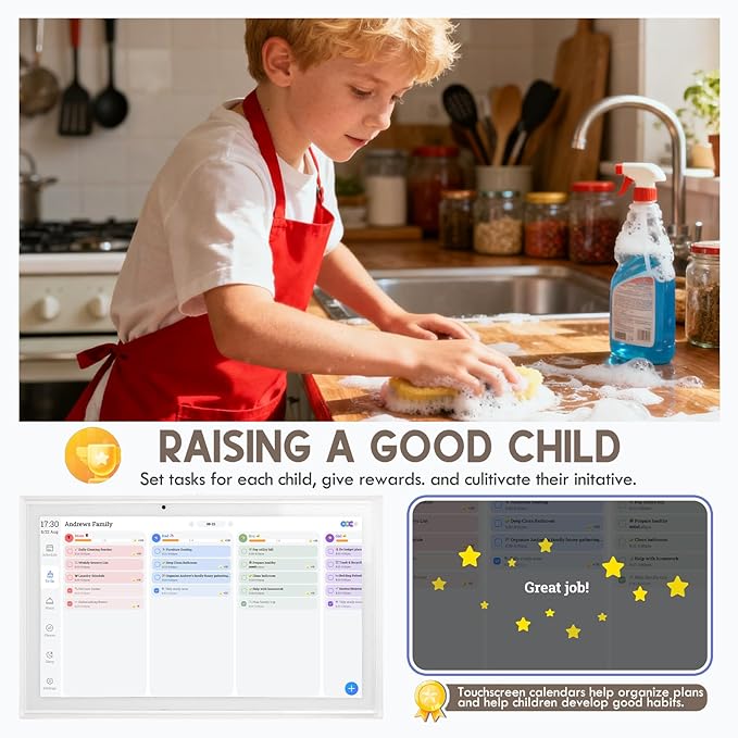 UPGRADED 15.6 Digital Calendar Smart Touchscreen Chore Chart &amp Planner with Mobile Interconnection Multi-functional Electronic Calendar for Schedule Meal Planner Chore Chart Photo Display