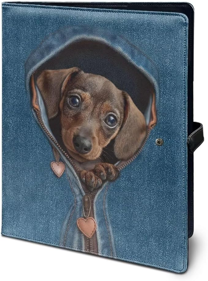 Mumeson Cowboy Dachshund PU Leather Button Office Folder Document Holder Folders for Women Men Expanding File Folder Organizer