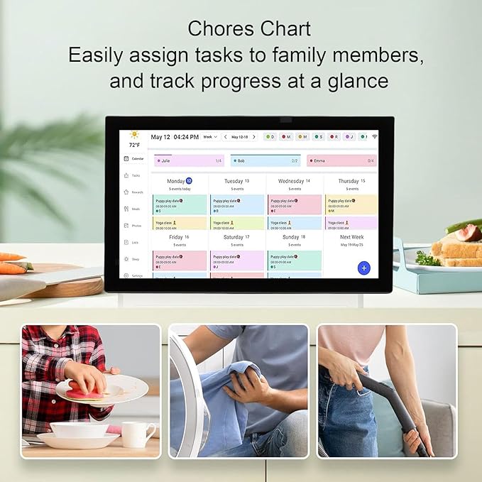 21.5 Inch Digital Calendar Electronic Chore Chart 1080P WIFI Interactive Touchscreen Smart Family Planner APP Control Digital Picture Frame Wall Mount/Desktop (Black)