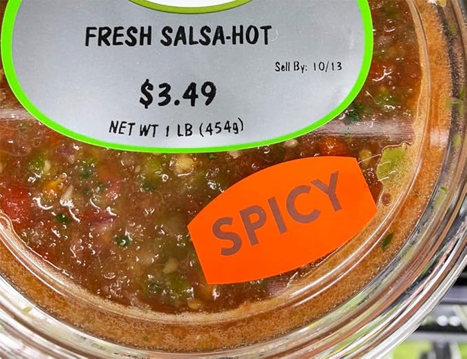 Spicy Grocery Store Food Labels .75 x 1.375 Inch 500 Total Adhesive Stickers (Pack of 2)
