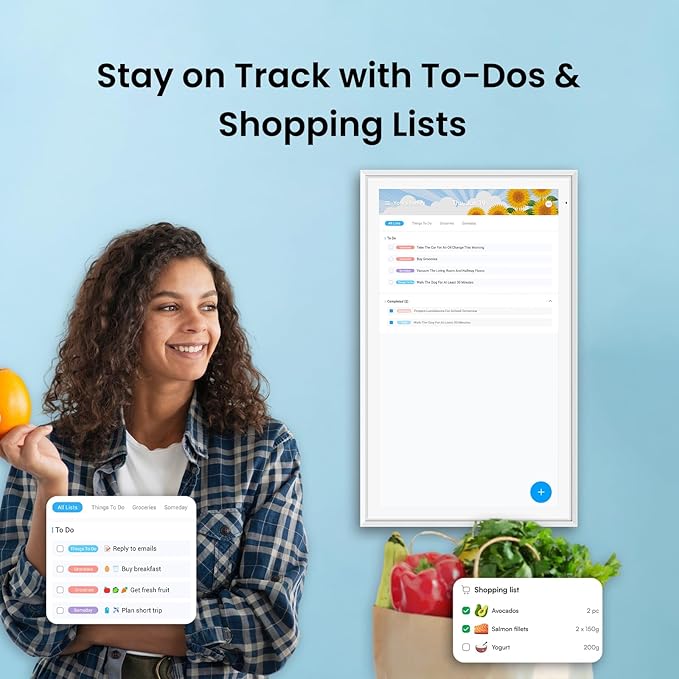 ApoloSign 27 Digital Calendar: Dual Mode Calendar with Google Play &amp Multi-calendar Sync Electronic Planner &amp Chore Chart Smart Touchscreen Interactive Display for Family Schedules (White
