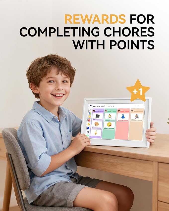 Yofidra 10 Digital Calendar Smart Electronic Calendar with Chore Photo Meal Reward to-do Chart for Family Schedule WiFi Interactive Touchscreen Display with Stand