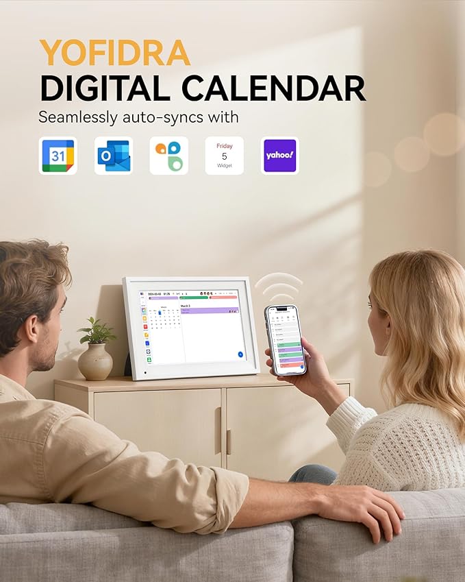 Yofidra 10 Digital Calendar Smart Electronic Calendar with Chore Photo Meal Reward to-do Chart for Family Schedule WiFi Interactive Touchscreen Display with Stand