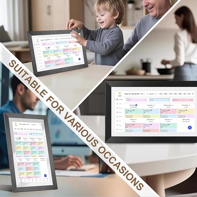 2025 Digital Calendar Chore Chart Planner 15.6 inch Smart for Family Schedules with Wall Mount Hole and Stand (US Plug)