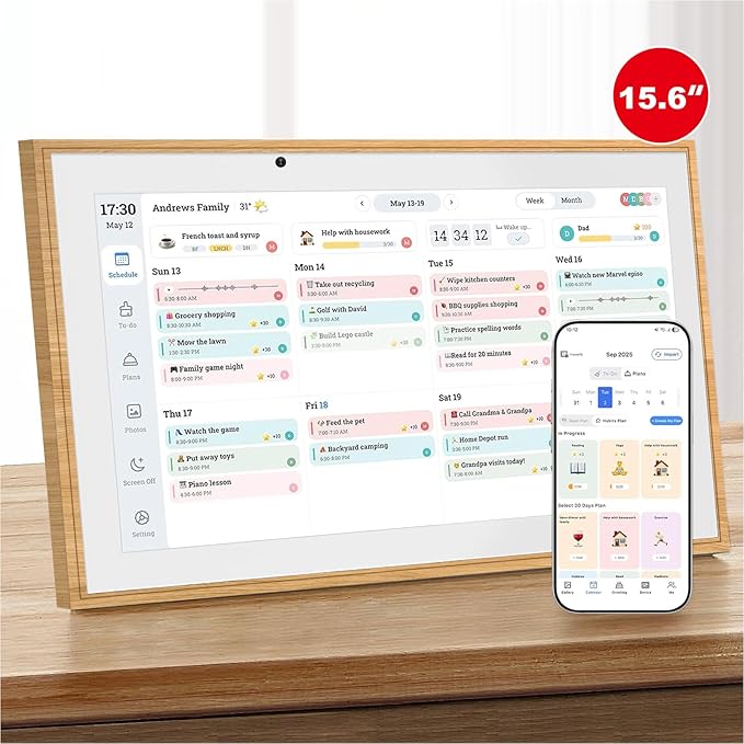 Digital Calendar 15.6 Inch Wall Planner Electronic Calendar&ampChore Chart1080P Full HD Interactive Touchscreen Smart Touchscreen Interactive Display for Family Schedules – Wall Mount Included Gre
