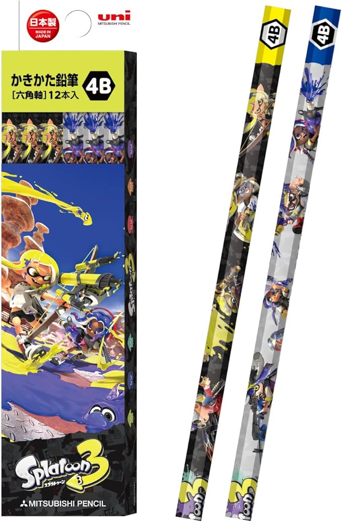 Mitsubishi Pencil K56414B Splatoon 3 STS3 4B 1 Dozen Pencils Paper Box