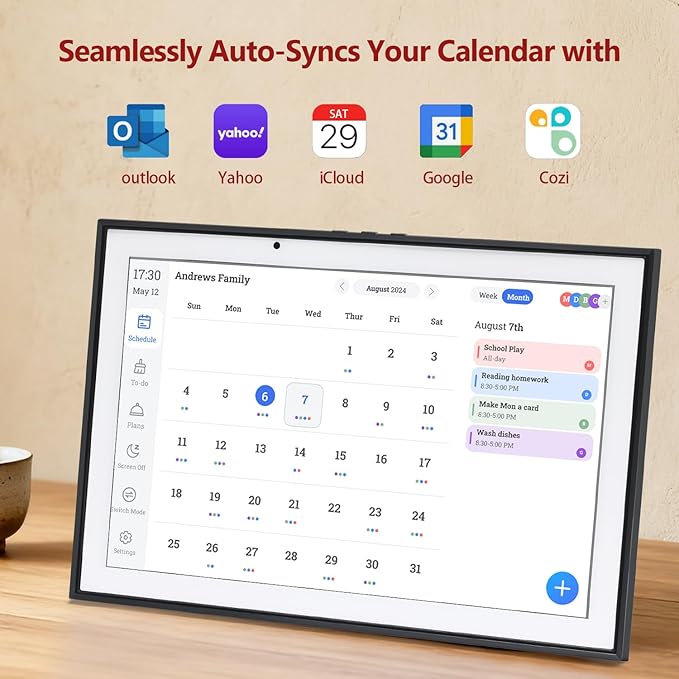 10.1 Inch Digital Calendar – HD Touchscreen Family Smart Calendar Electronic with Chore Chart &amp Meal Planner Interactive Display for Family Schedules for Wall Display