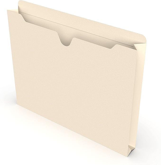 Staples File Jackets with Reinforced Tab Letter Size 1.5‑Inch Expansion Durable Manila Construction – 50/Box