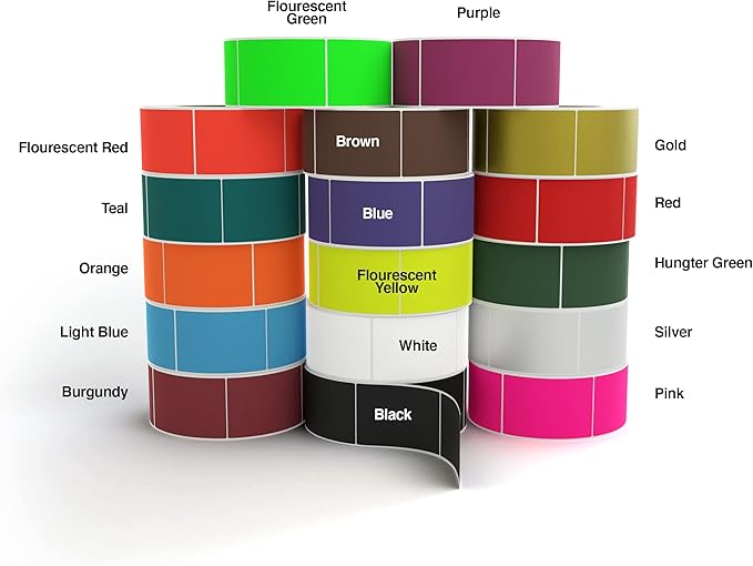 Kenco Color Coding 3 X 5 Rectangle Labels Inventory Control Stickers 500 Labels Per Roll Made in The USA (12 Pack Mix-n-Match)