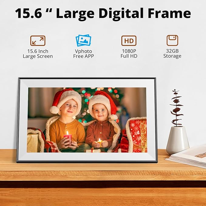 Dragon Touch 15.6 Inch Large Digital Picture Frame - WiFi Digital Photo Frame with 32GB Storage FHD 1080P Touch Screen Auto-Rotate Share Photos/Videos Instantly via Free App Best Gifts for Mom