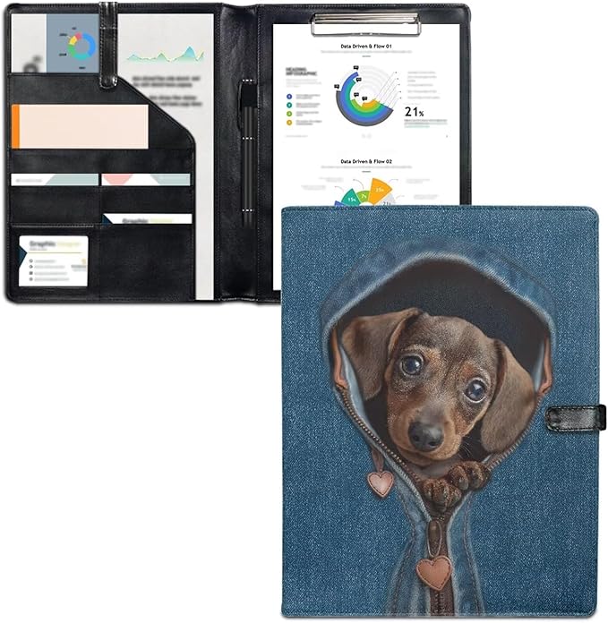 Mumeson Cowboy Dachshund PU Leather Button Office Folder Document Holder Folders for Women Men Expanding File Folder Organizer