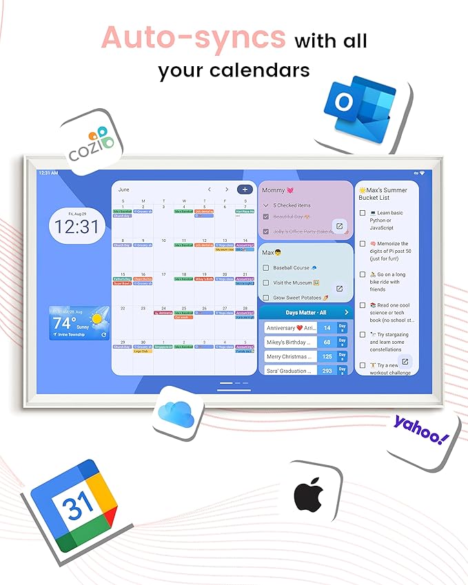 Digital Calendar Wall Touch Screen Wall Calendar (32 Inch Smart Digital Calendar Family Schedules Meal Planning Business Chore Chart)