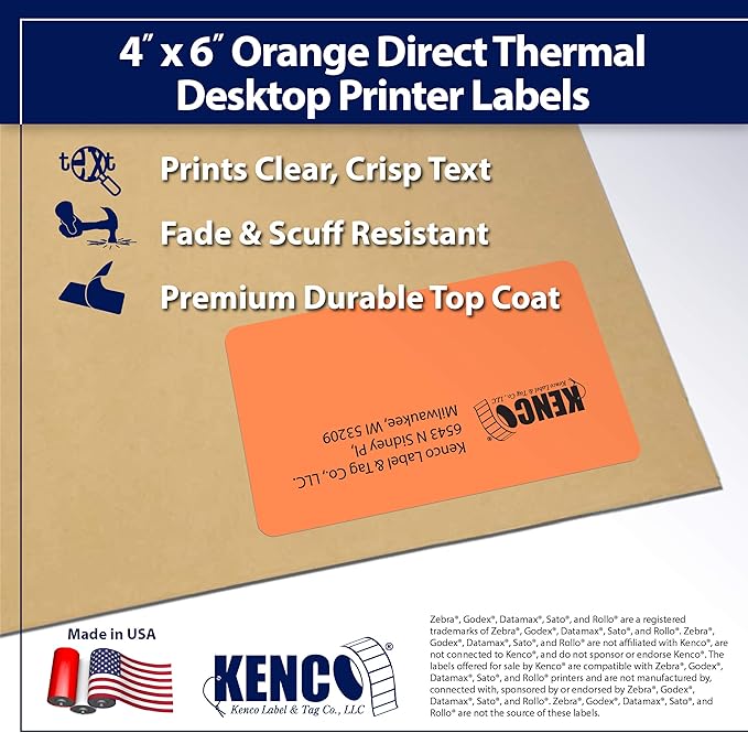 4 X 6 Direct Thermal Perforated Stickers Labels for Shipping Labels Inventory and Color Coding - Compatible with Zebra Rollo Godex and More (Rainbow Pack 7 Rolls)