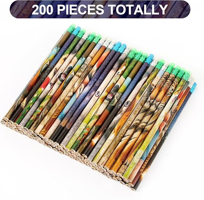Kolewo4ever 200 Pieces Animal Pencils Galaxy Sky Pencils Alpaca Tiger Flamingo Natural Animal Pencils for Teachers Classrooms Reward Party Supplie SchoolLearning Activities (200)