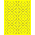 Aviditi Tape Logic 3/4 Fluorescent Yellow Circle Labels for Laser &amp Inkjet Printers Permanent Adhesive 8 1/2 x 11 Sheet 108 Labels Per Sheet 100 Sheets