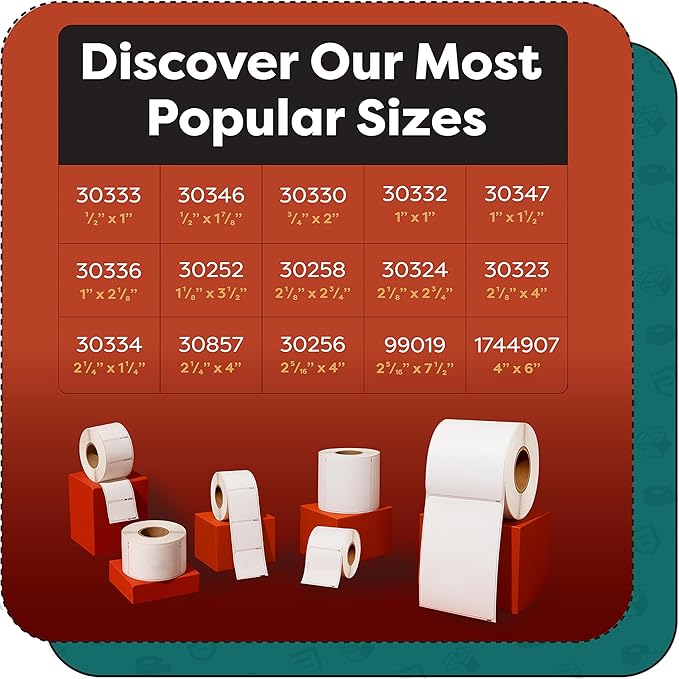 Aegis Adhesives - Replacement for DYMO 30347 (12 Rolls 9000 Labels) 1 X 1 1/2 Direct Thermal Barcode and Book Spine Labels - Compatible with LabelWriter 450 450 Turbo 4XL (NOT 550 5XL)