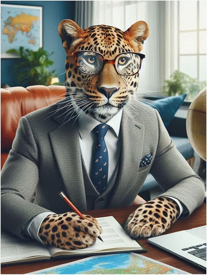 Premium Matte Poster of a Leopard Working as a Luxury Travel Planner