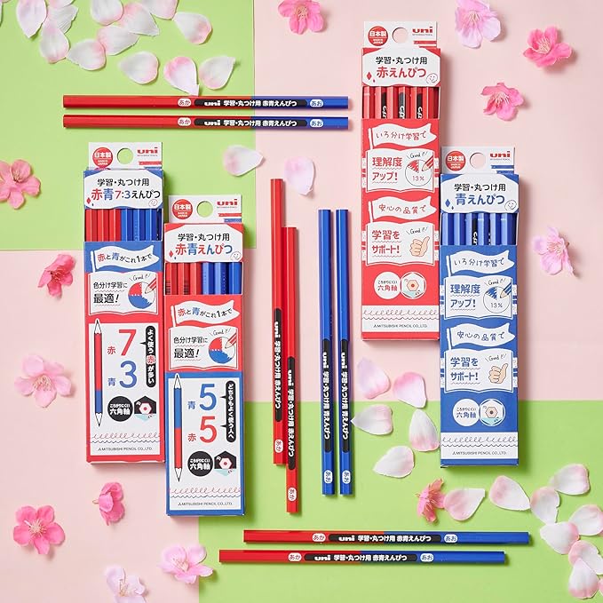 Mitsubishi Pencil Colored Pencil Uni for Learning and Rounding Red Blue Pencil Hexagonal 1 Dozen KGMYAKAO