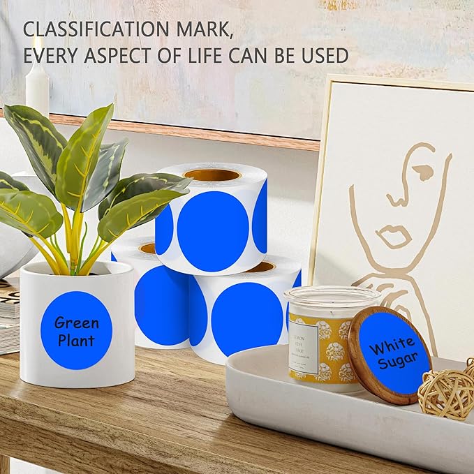 PARLAIM 3 Diameter Round Blue Color Coding Sticker 4 Rolls 2000PCS Circle Dot LabelPermanent for Inventory Box Labeling