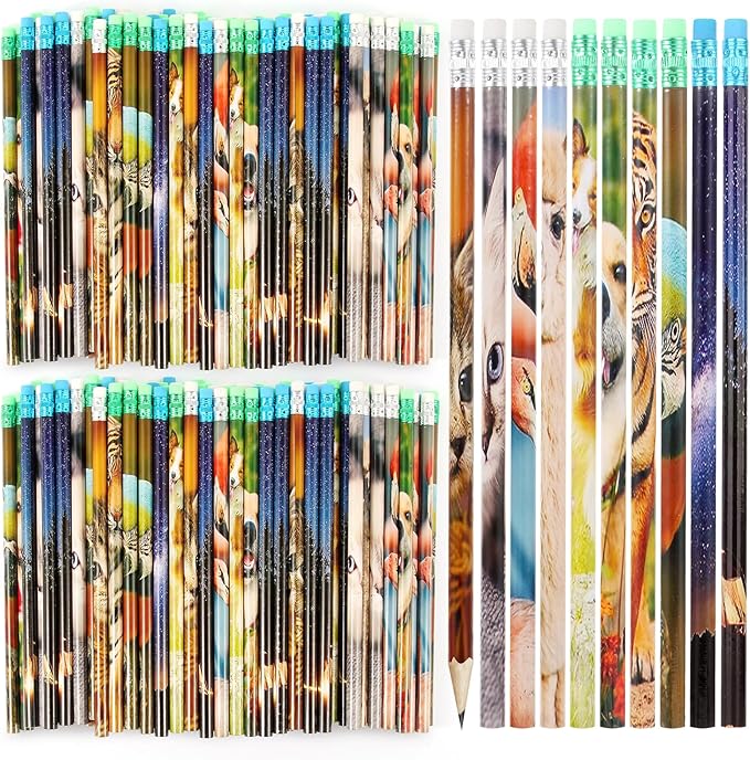 Kolewo4ever 200 Pieces Animal Pencils Galaxy Sky Pencils Alpaca Tiger Flamingo Natural Animal Pencils for Teachers Classrooms Reward Party Supplie SchoolLearning Activities (200)