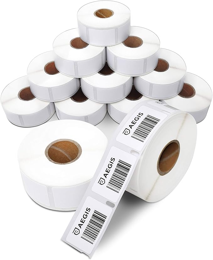 Aegis Adhesives - Replacement for DYMO 30347 (12 Rolls 9000 Labels) 1 X 1 1/2 Direct Thermal Barcode and Book Spine Labels - Compatible with LabelWriter 450 450 Turbo 4XL (NOT 550 5XL)