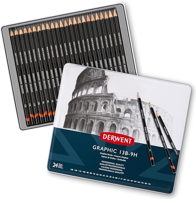 Derwent Graphic Pencils Metal Tin 24 Count (34202)