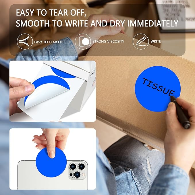 PARLAIM 3 Diameter Round Blue Color Coding Sticker 4 Rolls 2000PCS Circle Dot LabelPermanent for Inventory Box Labeling