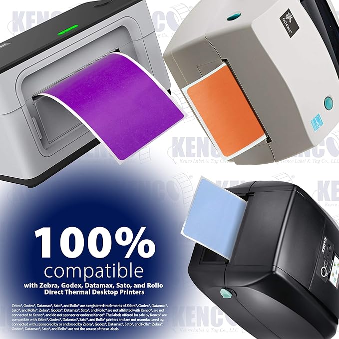 4 X 6 Direct Thermal Perforated Stickers Labels for Shipping Labels Inventory and Color Coding - Compatible with Zebra Rollo Godex and More (Rainbow Pack 7 Rolls)