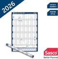 Sasco 2026 Compact Wall Planner – Portrait Year Calendar with Wet Wipe Pen &amp Stickers 40.5x61cm Blue – Calendar 2026 UK &amp ROI Holidays Marked – Convenient for Home or Study Areas