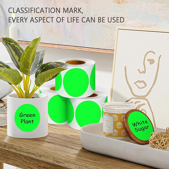 PARLAIM 3 Diameter Round Fluorescent Green Color Coding Sticker 4 Rolls 2000PCS Circle Dot LabelPermanent for Inventory Box Labeling
