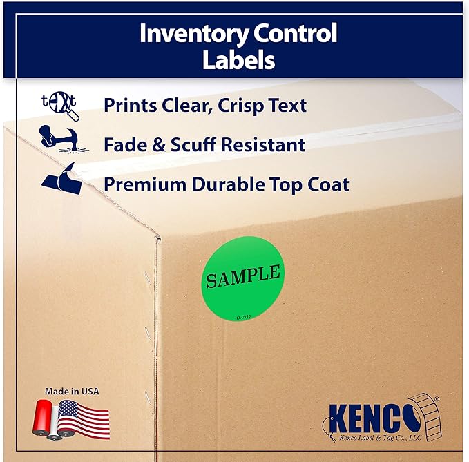 Kenco 2 Circle Inventory Control Stickers for Shipping and Inventory - 500 Permanent Adhesive Labels Per Roll Made in The USA (DO NOT USE 12 Pack)